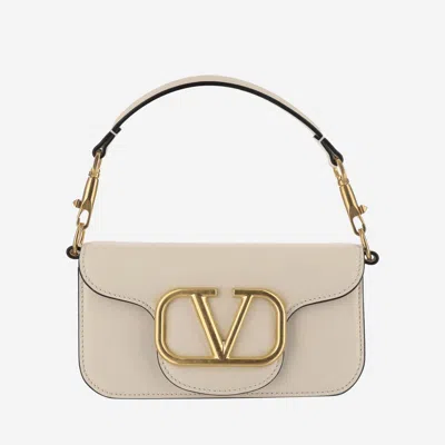 Valentino Garavani Small Loco Bag In Calfskin In Light Ivory