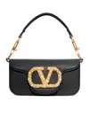 Valentino Small Leather Shoulder Bag With Crystal And Pearl Embellishments