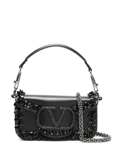 Valentino Garavani Locò Embellished Shoulder Bag In Black