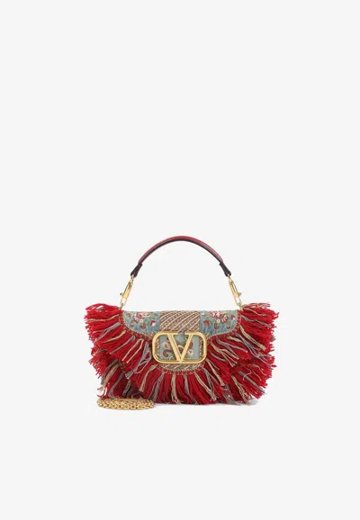 Valentino Garavani Small Locò Fringed Shoulder Bag In Multi