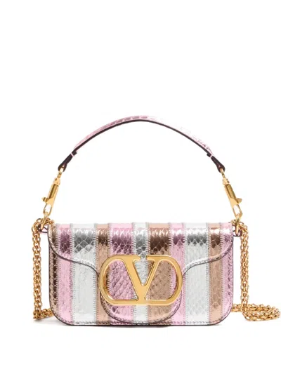 Valentino Garavani Small Locò Laminated Vlogo Tote Bag In Pink