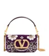 Valentino Loco Small Peonies Beaded Velvet Shoulder Bag