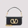 Valentino Small Leather Shoulder Bag With Crystal And Pearl Embellishments In Black
