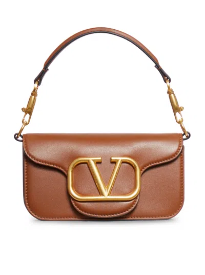 Valentino Garavani Small Locò Shoulder Bag In Calfskin In Brown