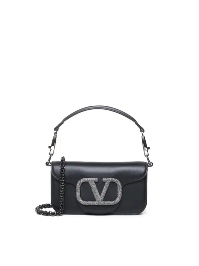 Valentino Garavani Locò Small Shoulder Bag With Jewel Logo In Black