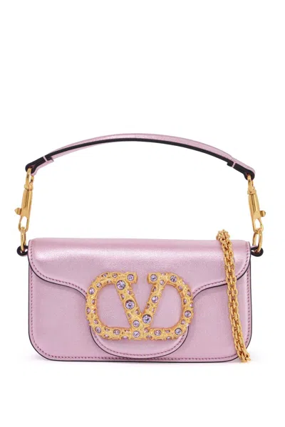 Valentino Garavani Small Calf Leather Loco Shoulder Bag In Pink