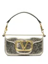 Valentino Small Locò V-logo Signature Metallic Leather Shoulder Bag In Yellow