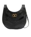 Valentino Garavani  Garavani Hoboho Nappa Leather Hobo Bag With Chevron Pattern Woman Black In Black
