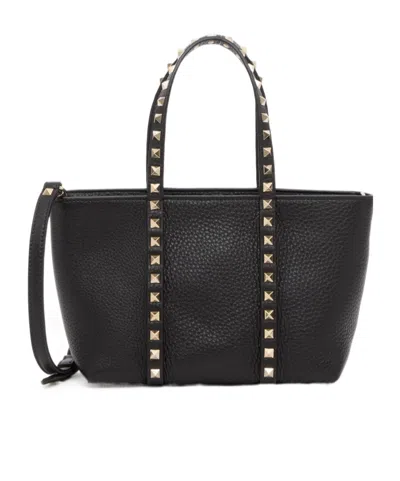 Valentino Garavani Small Rockstud Tote Bag In Black