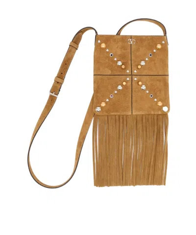 Valentino Garavani Small Logo Shoulder Bag In Brown