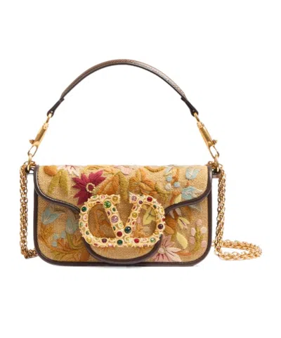 Valentino Garavani Small Logo Shoulder Bag In Nude