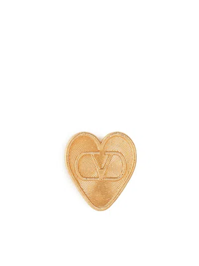 VALENTINO GARAVANI SMALL METAL BROOCH WITH LOGO