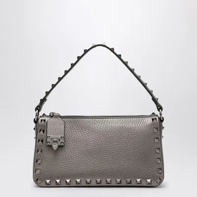 VALENTINO GARAVANI SMALL METALLIC GREY ROCKSTUD SHOULDER BAG