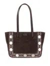 Valentino Small Nellcôte Stud-embellished Suede Shoulder Bag In Brown