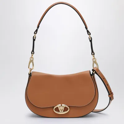 Valentino Garavani Small Ohval Beige Shoulder Bag In Brown