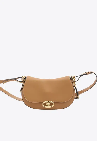 Valentino Garavani Small Ohval Calf Leather Shoulder Bag In Brown