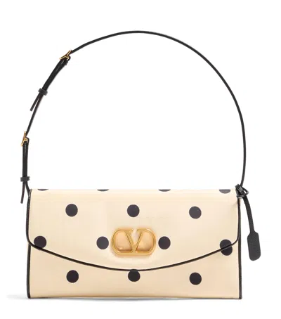 Valentino Garavani Small Polka-dot Devain Shoulder Bag In Neutral