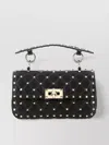 Valentino Garavani Black Nappa Leather Small Rockstud Spike Handbag In Black