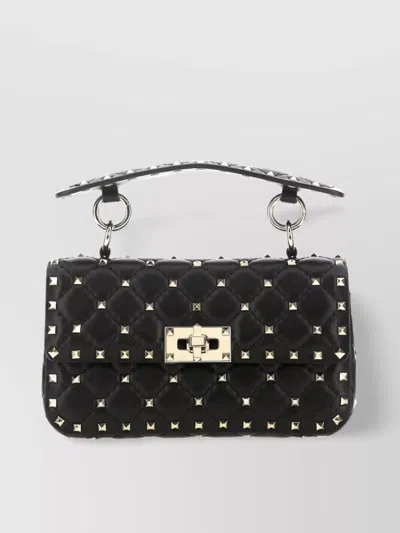 VALENTINO GARAVANI SMALL QUILTED STUDDED TOP HANDLE HANDBAG
