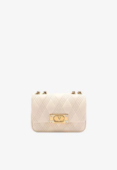 Valentino Garavani Small Quiltie 67 Leather Shoulder Bag In Off-white