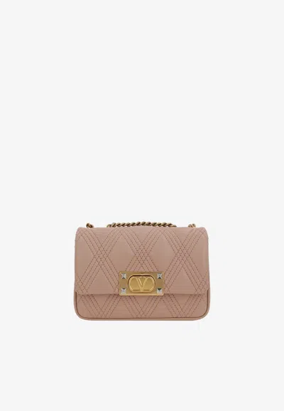 Valentino Garavani Small Quiltie 67 Leather Shoulder Bag In Pink