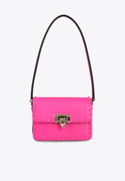 Valentino Garavani Small Rockstud 23 Leather Shoulder Bag In Pink