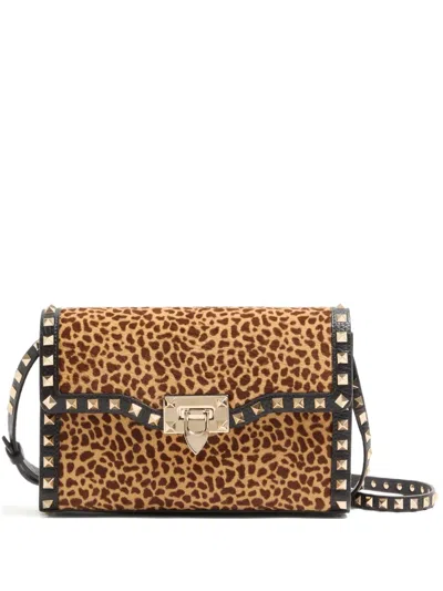VALENTINO GARAVANI SMALL ROCKSTUD ANIMAL-PRINT SHOULDER BAG