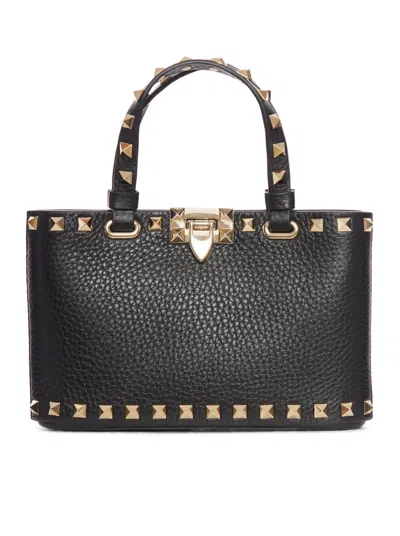 Valentino Garavani Rockstud Mini Shopping Bag In Grainy Calfskin Woman Black Uni