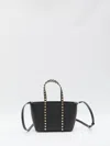 Valentino Small Calfskin Tote Studs In Black