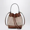 Valentino Garavani Small Rockstud Bucket In Fabric And Leather Women In Brown