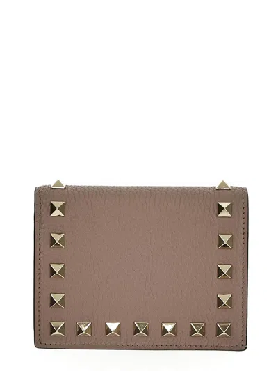 Valentino Garavani Rockstud Beaded Embellished Wallet In Pink