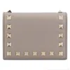 Valentino Small Rockstud Calfskin Wallet In Gray
