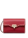 Valentino Rockstud Leather Crossbody Bag In 红色