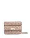 Valentino Small Rockstud Embellished Quilted Leather Shoulder Bag In Neutral