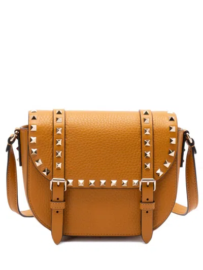 Valentino Garavani Small Rockstud-embellished Satchel In Brown