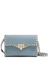 Valentino Small Rockstud Grained Shoulder Bag In Blue