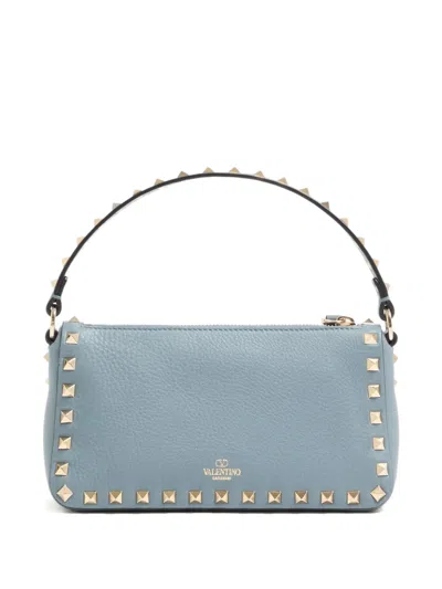 Valentino Garavani Small Rockstud Grained Shoulder Bag In Blue