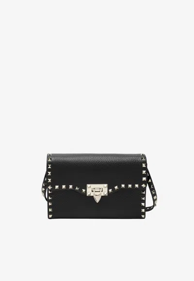 Valentino Garavani Small Rockstud Leather Bag In Black