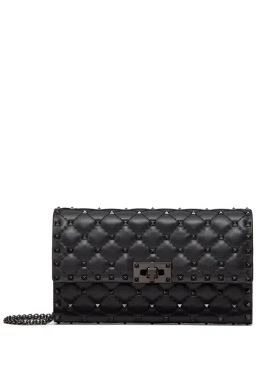 Valentino Garavani Small Rockstud Leather Crossbody Bag In Black