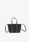 Valentino Small Calfskin Tote Studs In Black