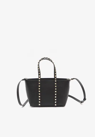 Valentino Garavani Small Rockstud Leather Shoulder Bag In Black
