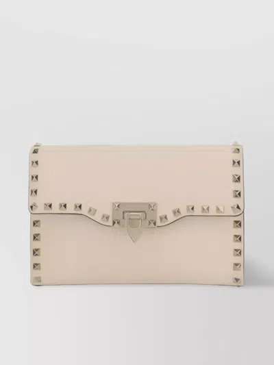 Valentino Garavani Rockstud Small Shoulder Bag In Light Ivory