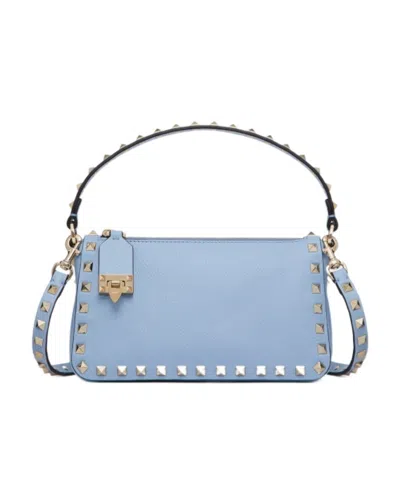 Valentino Garavani Small Rockstud Leather Tote Bag In Blue