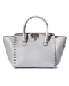 Valentino Small Rockstud Shopper In Gray In White