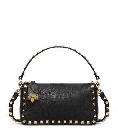 Valentino Garavani Small Rockstud Shoulder Bag In Grained Calfskin In Black