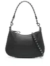 Valentino Rockstud Grainy Leather Hobo Bag In Black