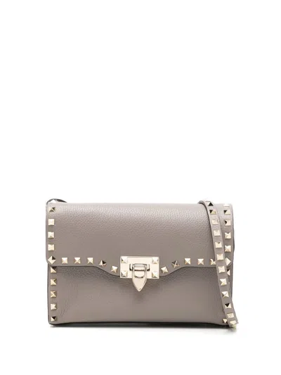 Valentino Garavani Small Rockstud Shoulder Bag In Grey