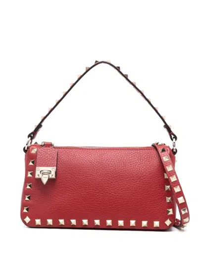 Valentino Garavani Small Rockstud Shoulder Bag In Red