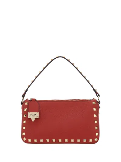 Valentino Garavani Small Rockstud Shoulder Bag In Rosso V