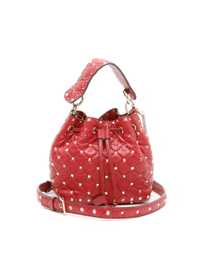 Valentino Garavani Valentino Small Rockstud Spike Bucket Bag In Red